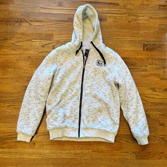 Buffalo David Bitton Francel Men's XL Sherpa Lined Zip Up Sweater White Black - Picture 2 of 15